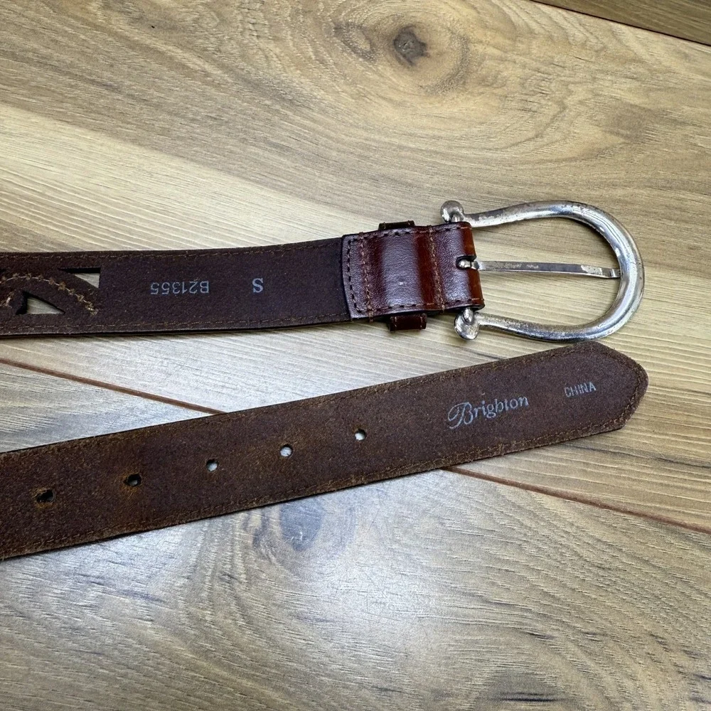 Brighton Womens Belt Small 31 35 Brown Leather Cut Out